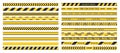 Police tape. Set of danger caution tapes. Do not cross, police, crime danger line, bright yellow official crime scene barrier tape Royalty Free Stock Photo