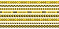 Police tape set, yellow warning strip in 8 different design. Vector police line template for crime area, accident Royalty Free Stock Photo