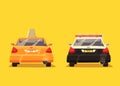 Police and Taxi car. Vector cartoon illustration Royalty Free Stock Photo