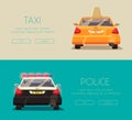 Police and Taxi car. Vector cartoon illustration Royalty Free Stock Photo