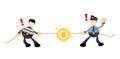 Police thief tug money coin cartoon doodle flat design vector illustration