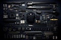 Police tools layout, deconstructed. Beautiful illustration picture. Generative AI Royalty Free Stock Photo