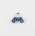 Police toy block car isolated Royalty Free Stock Photo