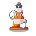 Police traffic cone on road cartoon shape