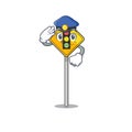 Police traffic light ahead on the cartoon