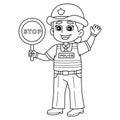 Police Traffic Officer Isolated Coloring Page