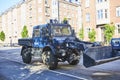 A police truck on the street