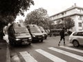 Police vans securing European Institutions Strasbourg