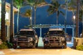 Police vehicles parked on Hollywood Beach Florida USA