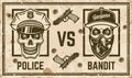 Police versus bandit vector confrontation poster