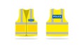 Police vest safety jacket white vector. Security police safety jacket icon