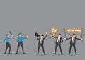 Police vs Employees on Riot Vector Cartoon Illustration