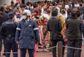 Sasebo, Japan - 07JAN2018: Police watch of crowd during the com