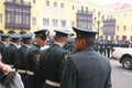 Police watching a parade,