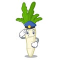 Police white radish in the character shape