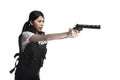 Police woman hold revolver gun Royalty Free Stock Photo