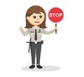 The police woman holding a stop sign Royalty Free Stock Photo