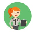 Police woman standing with clipboard Royalty Free Stock Photo