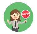 Police woman standing with stop sign Royalty Free Stock Photo