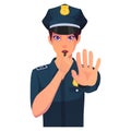 Police Woman Stop Sign With Whistle Illustration Royalty Free Stock Photo