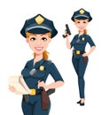 Police woman in uniform. Female police officer