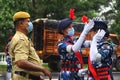 Police Women's Team prepare for Photo after the Final Dress Rehearsal of Independence day Celebration Royalty Free Stock Photo