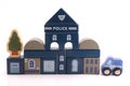 POLICE, from wooden blocks with letters, important date concept