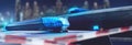 Policecar with blue light in the city Royalty Free Stock Photo