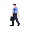 Policeman with briefcase semi flat RGB color vector illustration Royalty Free Stock Photo