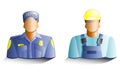 Policeman and builder icons