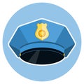 Policeman cap, blue police cap. Vector illustration.