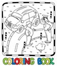 Policeman and car driver. Coloring book Royalty Free Stock Photo