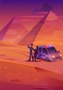 Policeman catch thief in desert in Egypt