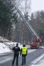 Policeman and civil guard on the road