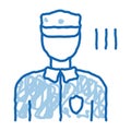 Policeman Control Security doodle icon hand drawn illustration