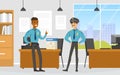 Policeman or Cop as Warranted Law Employee at Police Office Talking to Each Other Vector Illustration Royalty Free Stock Photo