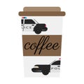 A policeman drinks coffee. Flat vector illustration