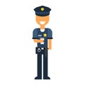 A policeman drinks coffee. Flat vector illustration