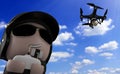 Policeman with drone. Royalty Free Stock Photo