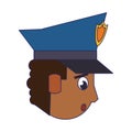 Policeman face avatar cartoon character blue lines