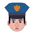 Policeman face avatar cartoon character blue lines
