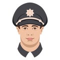 Policeman face vector illustration flat style front