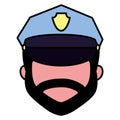 policeman face on white background