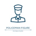 Policeman figure icon. Linear vector illustration from poi public places collection. Outline policeman figure icon vector. Thin