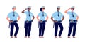Policeman group. Police officers, police man and police woman in cops uniform. Professional security patrol law justice