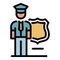 Policeman guard icon color outline vector