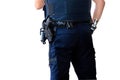 Policeman with gun belt. Cutout Royalty Free Stock Photo