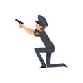 Policeman with Gun, Police Officer Arrested Criminal Vector Illustration Royalty Free Stock Photo