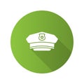 Policeman hat flat design long shadow glyph icon Royalty Free Stock Photo