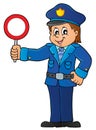 Policeman holds stop sign theme 1 Royalty Free Stock Photo